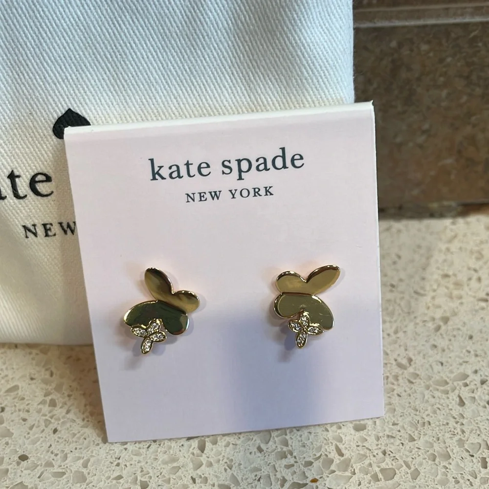 NWT! Kate Spade Gold Butterfly Earrings - Picture 1 of 4